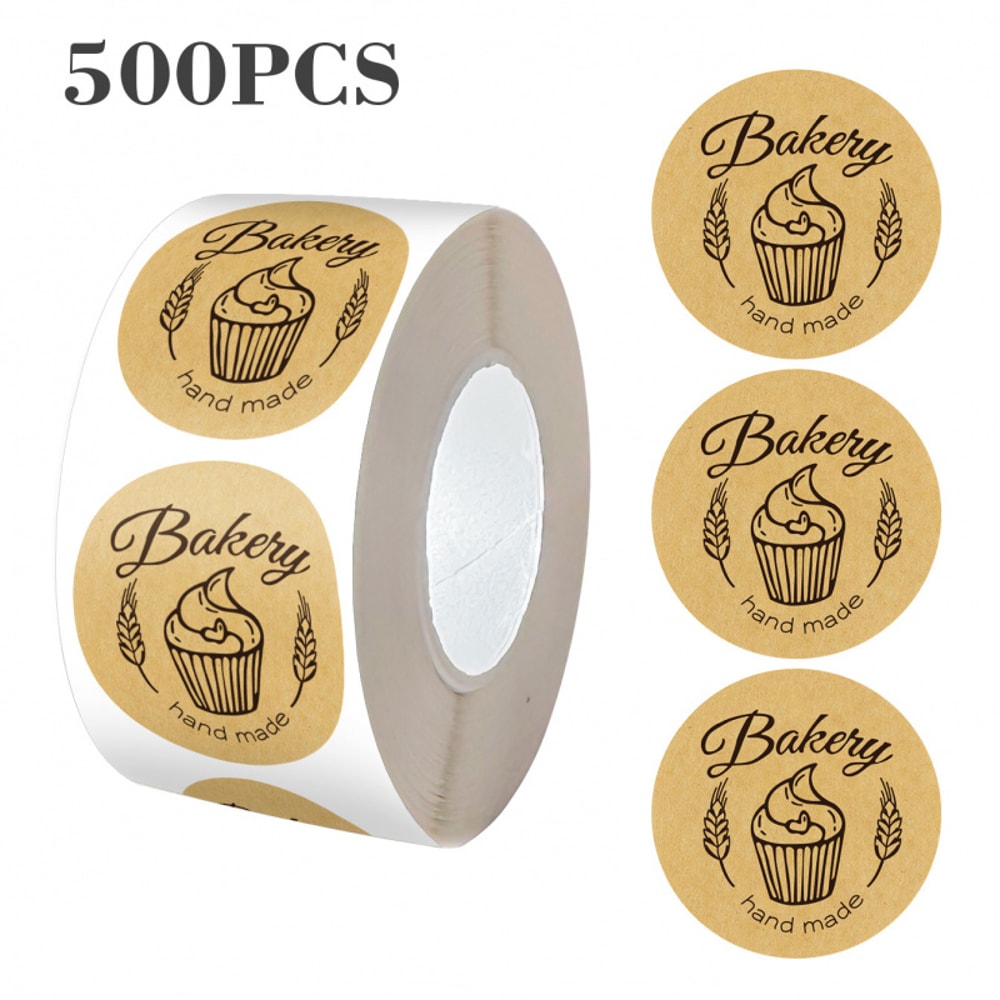 Handmade Dessert Kraft Paper Sealing Labels, Roll Baking Cake Pastry Decorative Stickers, Thank You Gift Stickers for Ge