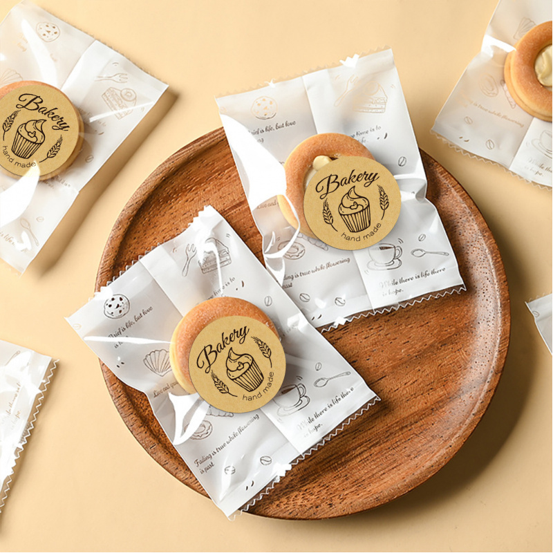 Handmade Dessert Kraft Paper Sealing Labels, Roll Baking Cake Pastry Decorative Stickers, Thank You Gift Stickers for Ge