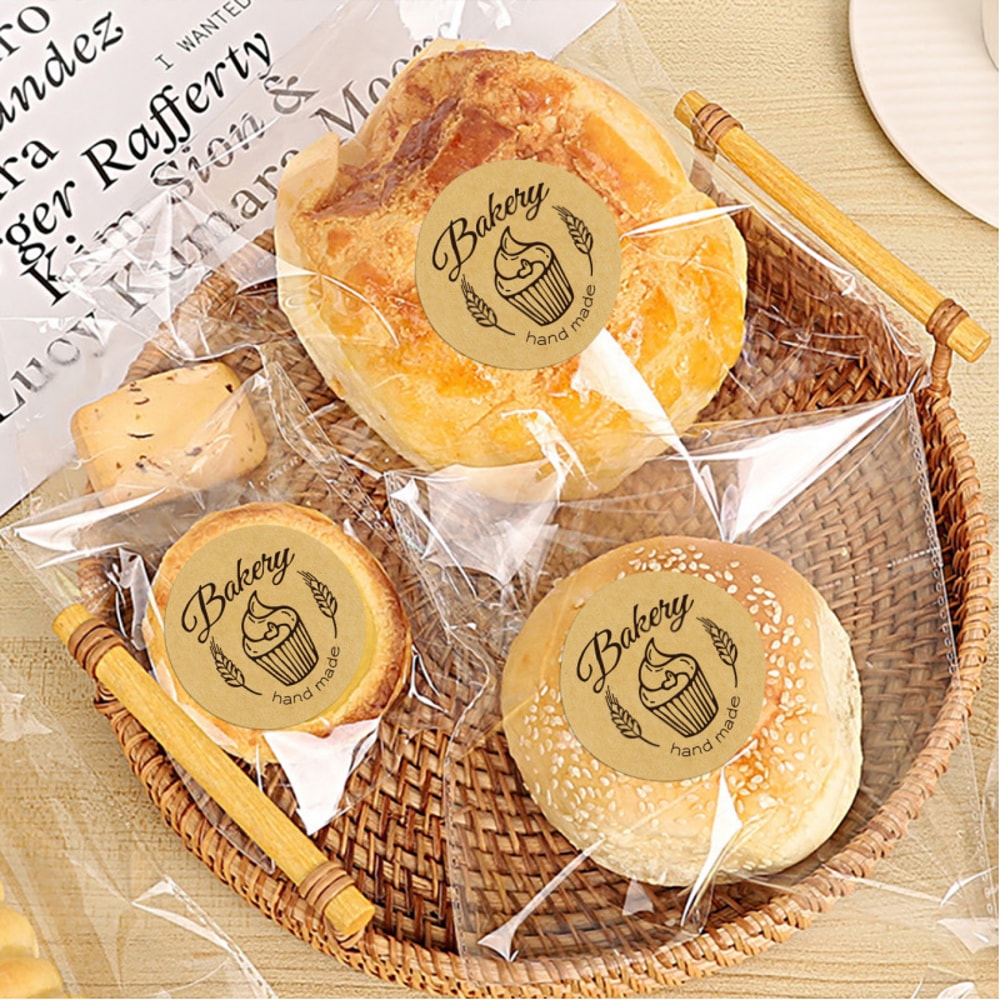 Handmade Dessert Kraft Paper Sealing Labels, Roll Baking Cake Pastry Decorative Stickers, Thank You Gift Stickers for Ge