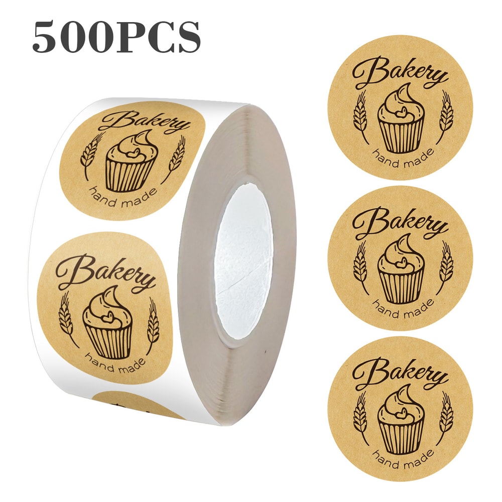 Handmade Dessert Kraft Paper Sealing Labels, Roll Baking Cake Pastry Decorative Stickers, Thank You Gift Stickers for Ge
