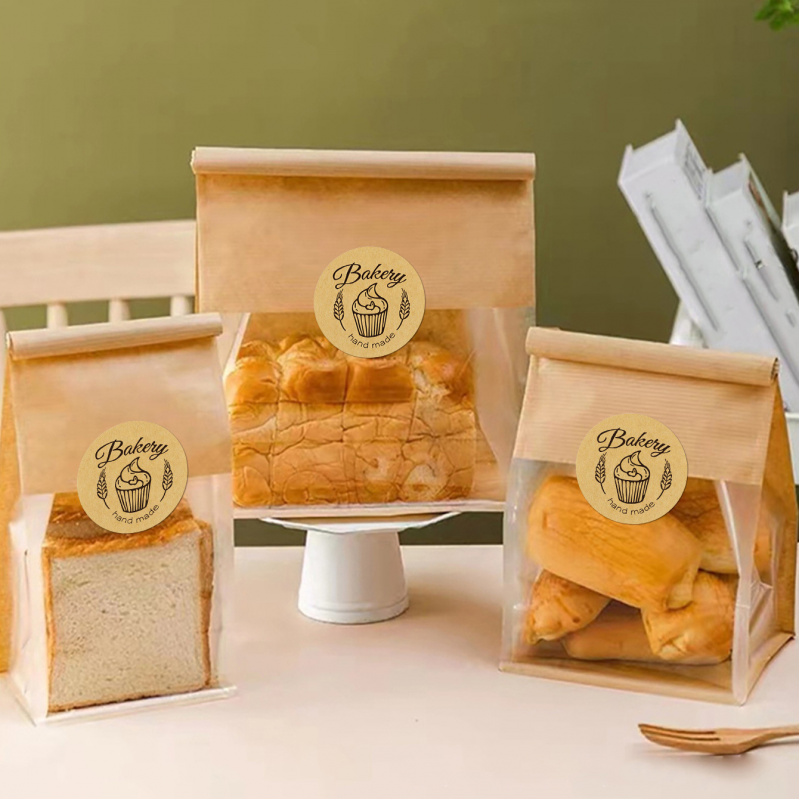 Handmade Dessert Kraft Paper Sealing Labels, Roll Baking Cake Pastry Decorative Stickers, Thank You Gift Stickers for Ge