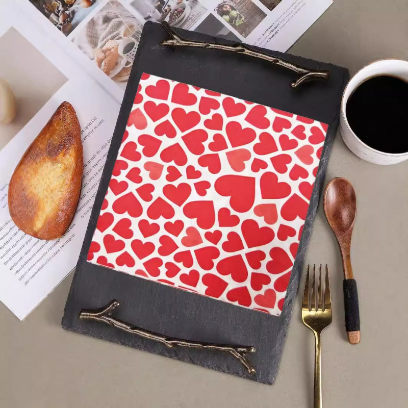 High-end Restaurant Hotel Printed Napkins Heart Square Paper for Festival Celebration Disposable Napkins