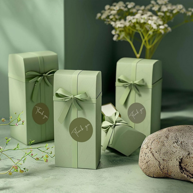 Round Heart Thank You Stickers Spring Green Envelope Sealing Gift Packaging Stickers For Baking Sui 3