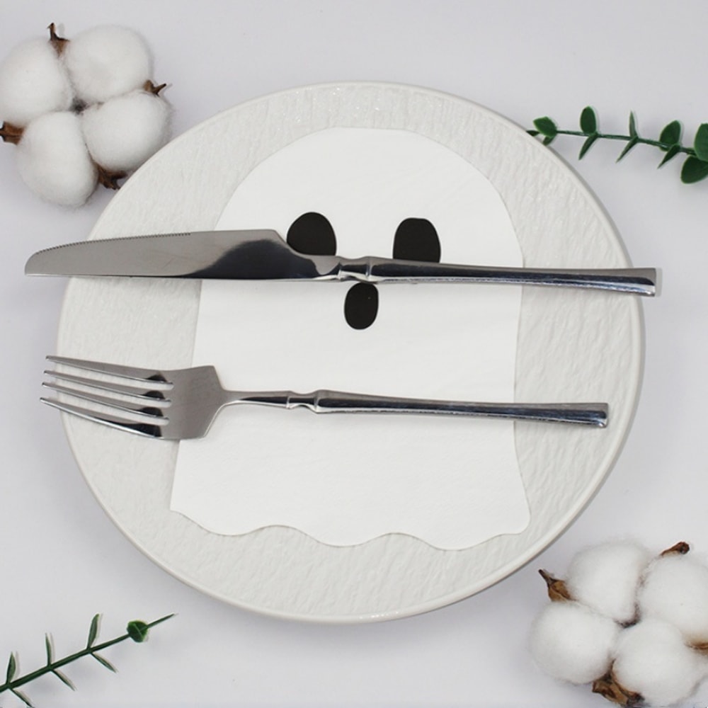 Halloween Ghost Pattern Printed Tissue, Holiday Themed Party Napkins, Disposable Three-Layer Square Napkins for Family