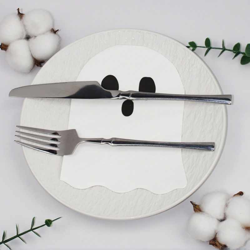 Halloween Ghost Pattern Printed Tissue, Holiday Themed Party Napkins, Disposable Three-Layer Square Napkins for Family