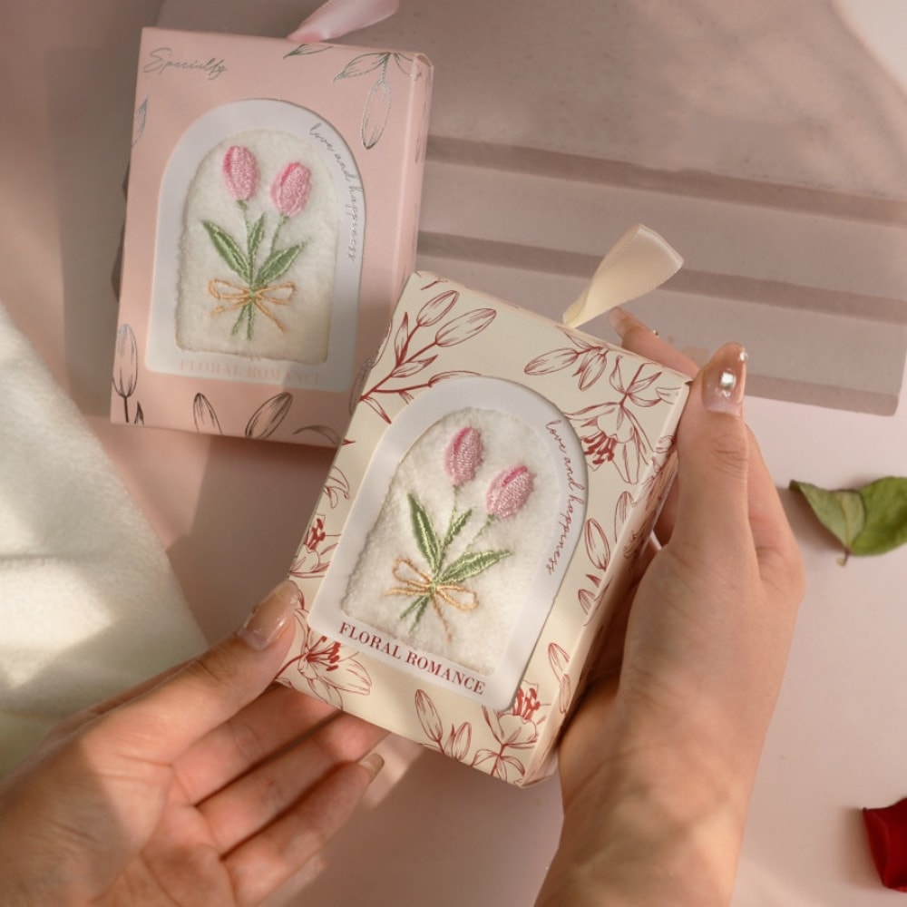 Flower Embroidered Face Towel, Tulip Hand Towel, Party Gift Souvenir Towel