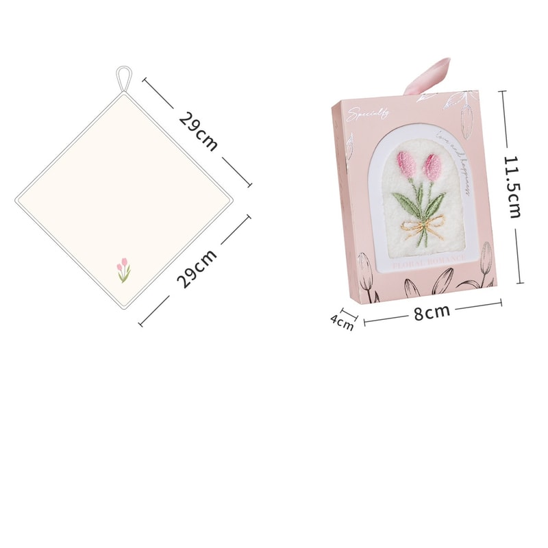 Flower Embroidered Face Towel, Tulip Hand Towel, Party Gift Souvenir Towel