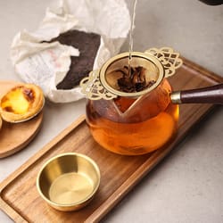 gold household tea strainer, stainless steel tea filter with double ear tea filter