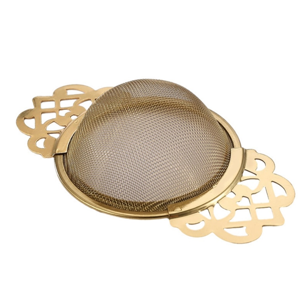 Gold Household Tea Strainer, Stainless Steel Tea Filter with Double Ear Tea Filter