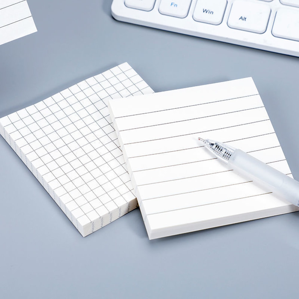 Simple Sticky Notes Tearable Grid Lined Notepad SelfAdhesive Message Stickers For School Office Stu 1