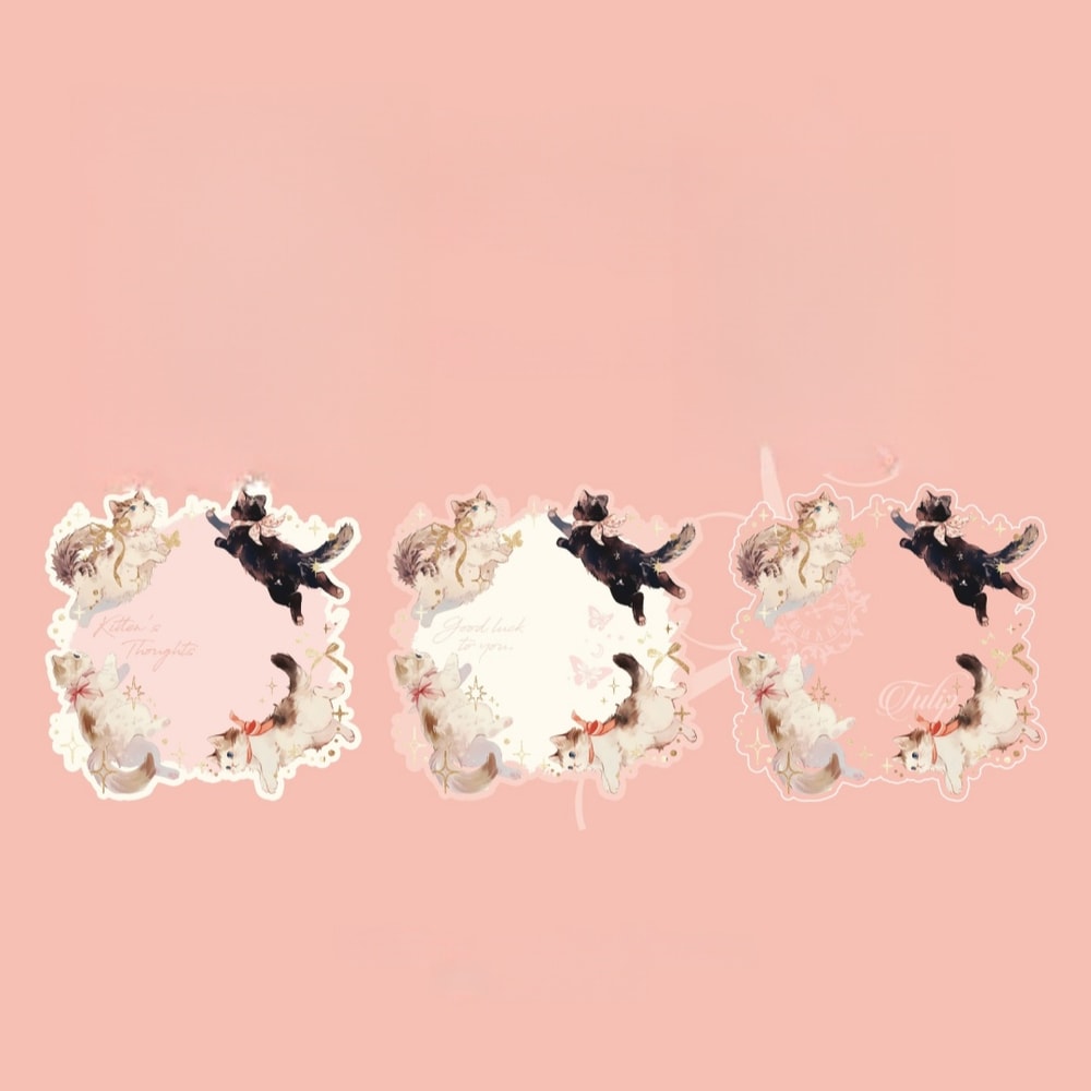 DIY Note Paper Memo Notes with Cat Pattern, Gold Foil Message Book