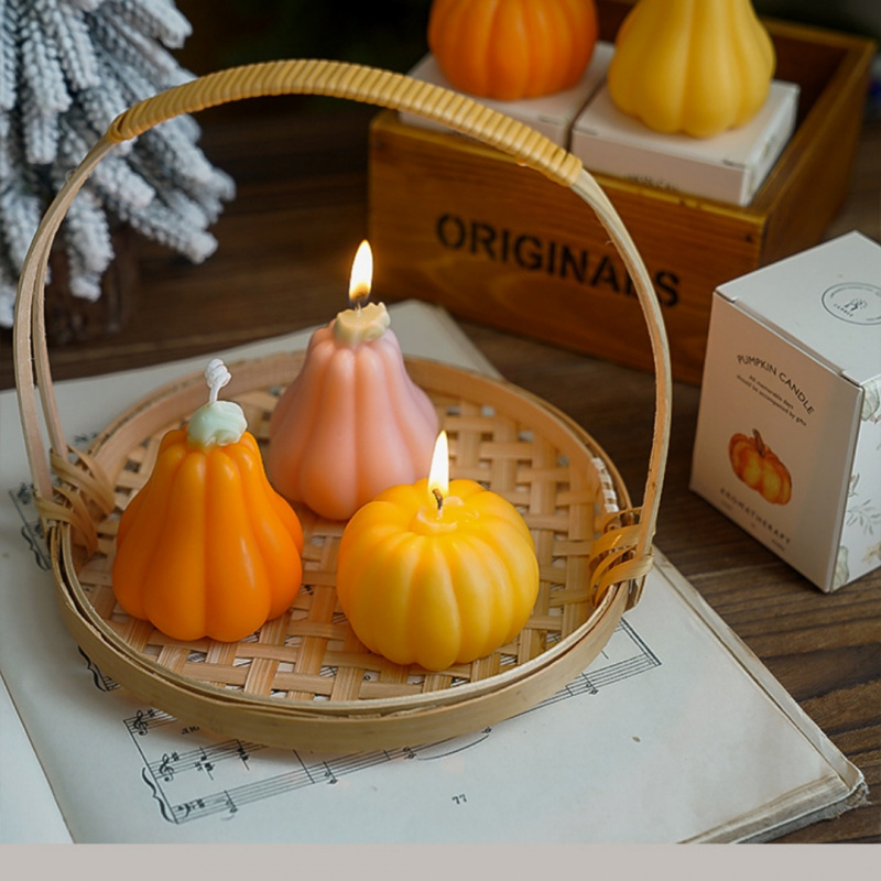Pumpkin Shaped Scented Candle Wedding Gifts Autumn Ornaments For Parties 4