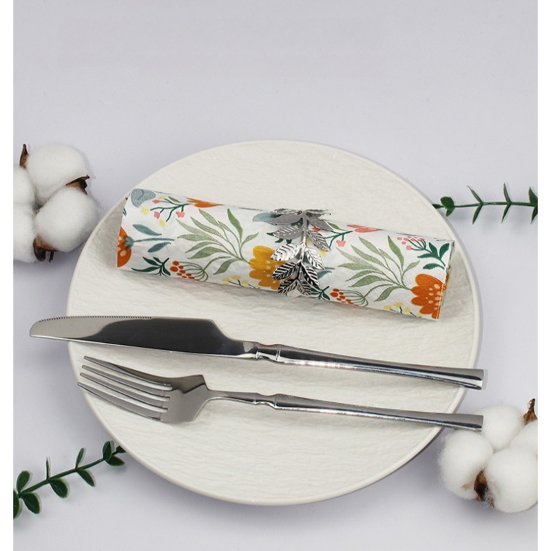 Holiday Themed Party Disposable Two-Ply Square Napkins, Butterfly Floral Pattern Printed Tissue for Family Gatherings