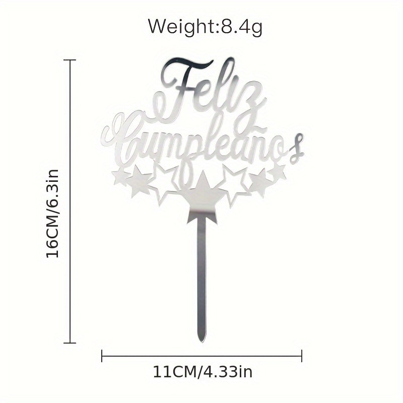 Birthday Party Cake Decoration Spanish Acrylic Insertion Design