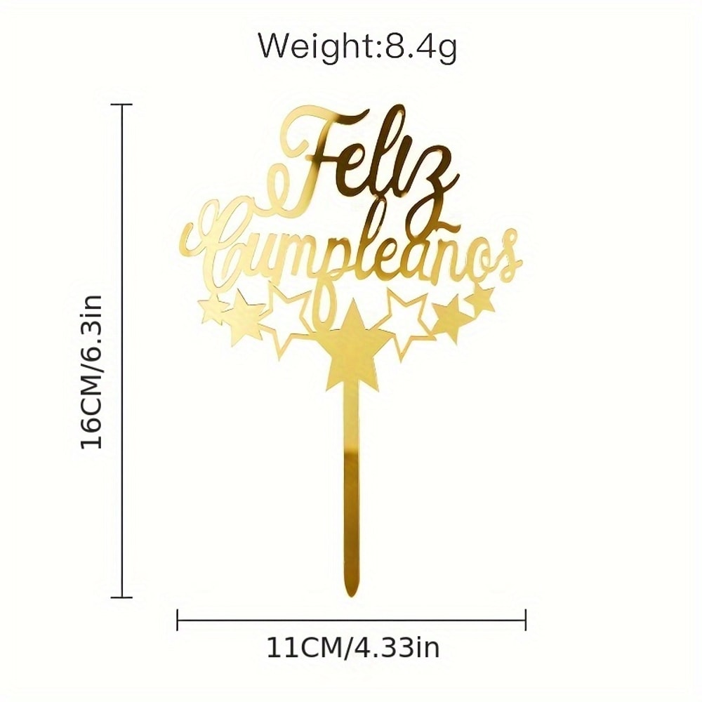 Birthday Party Cake Decoration Spanish Acrylic Insertion Design