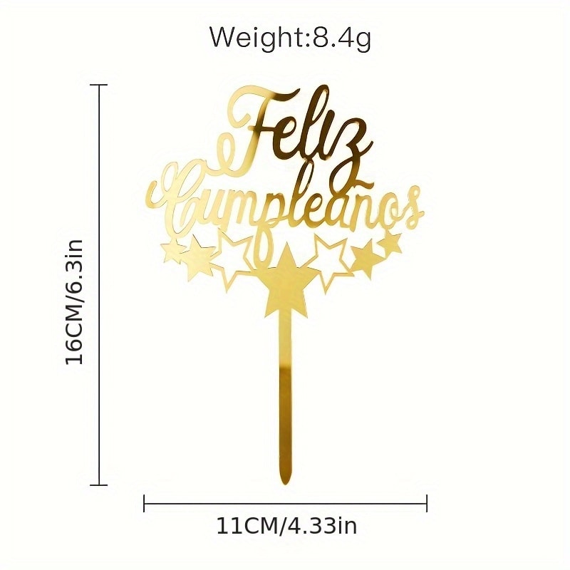 Birthday Party Cake Decoration Spanish Acrylic Insertion Design