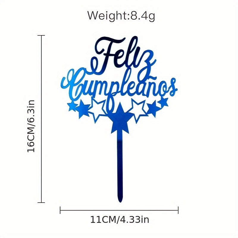 Birthday Party Cake Decoration Spanish Acrylic Insertion Design