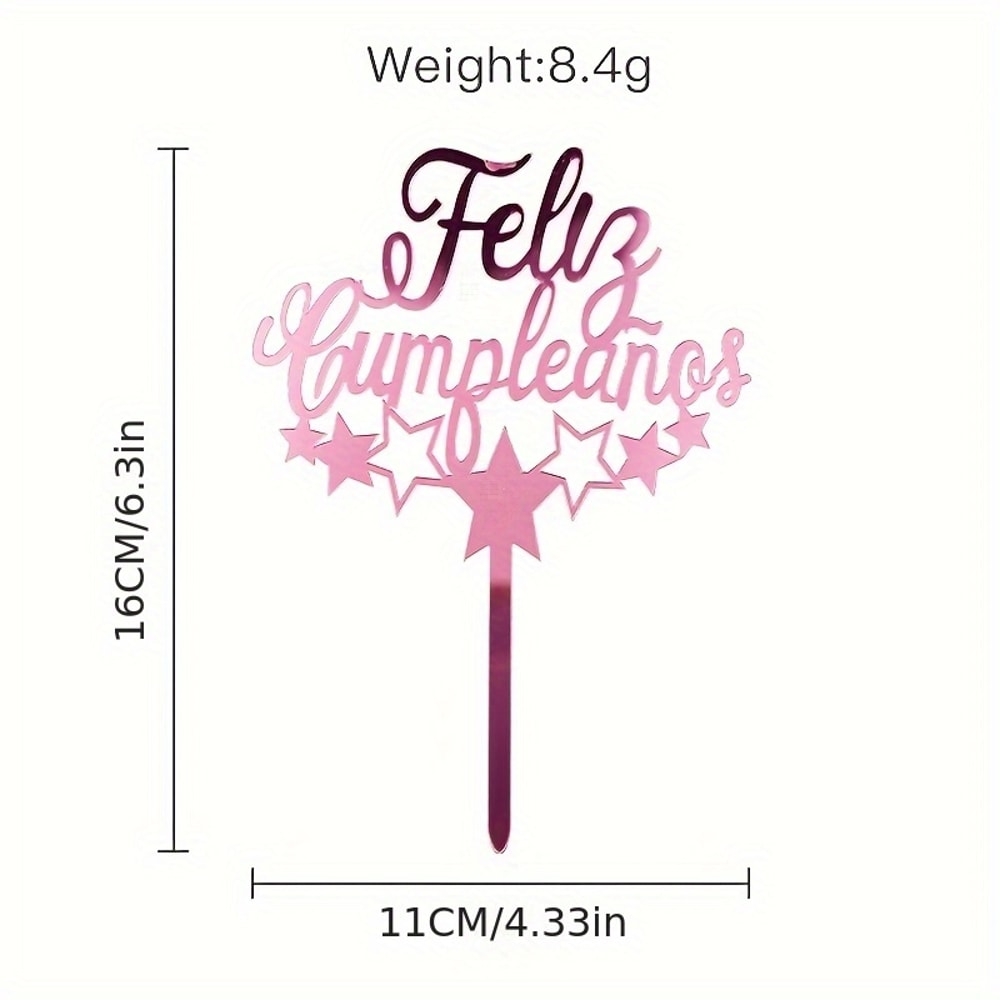 Birthday Party Cake Decoration Spanish Acrylic Insertion Design