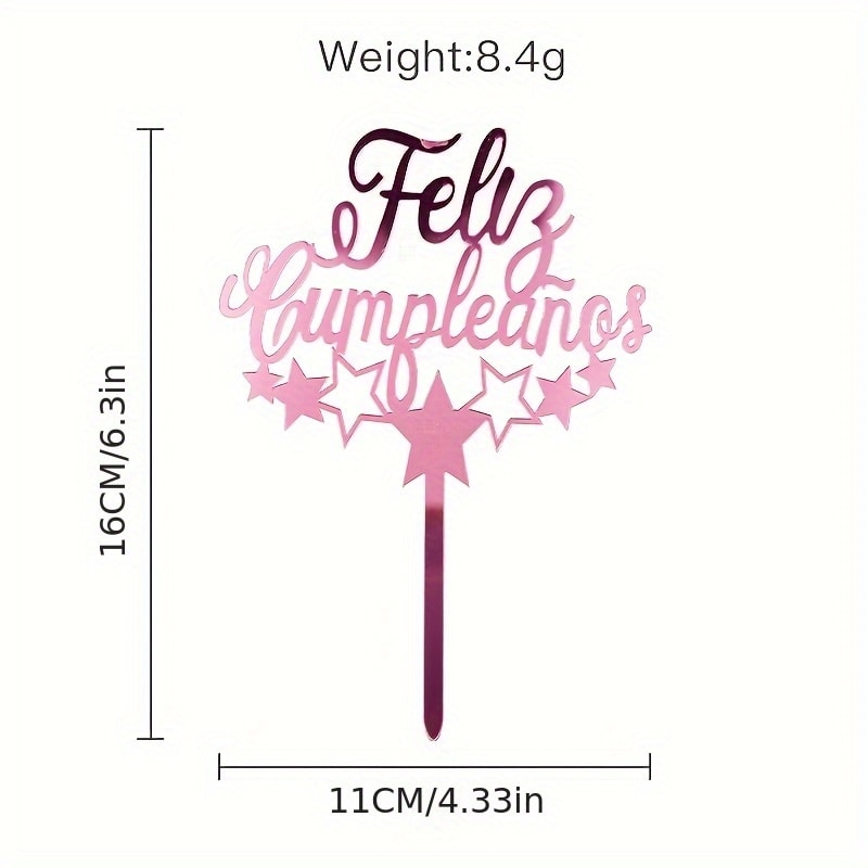 Birthday Party Cake Decoration Spanish Acrylic Insertion Design