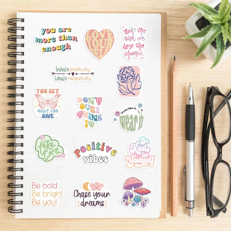 DIY Graffiti Sticker Decoration, Cartoon Pink Inspirational Statement for Journal, Luggage, Guitar