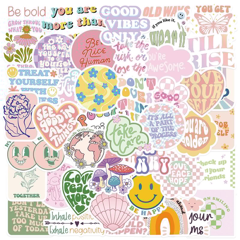 DIY Graffiti Sticker Decoration, Cartoon Pink Inspirational Statement for Journal, Luggage, Guitar