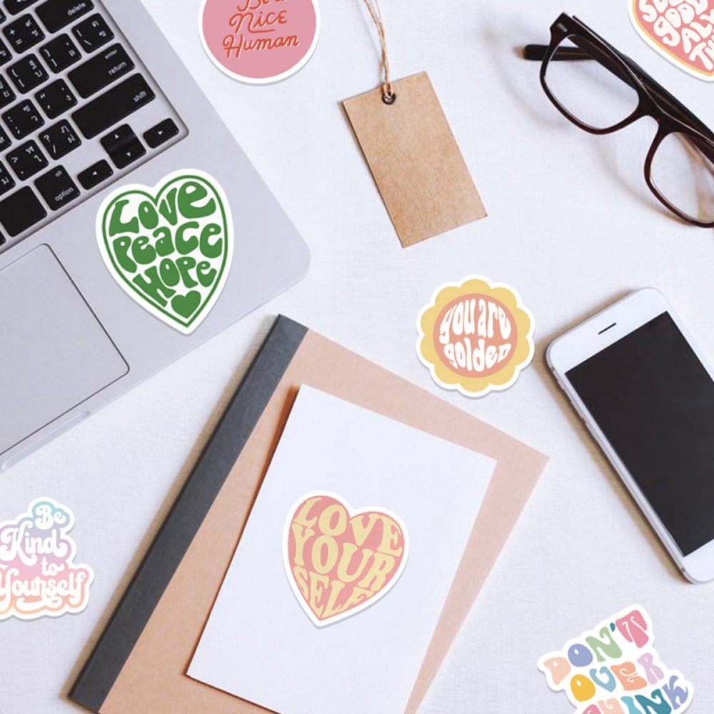 DIY Graffiti Sticker Decoration, Cartoon Pink Inspirational Statement for Journal, Luggage, Guitar