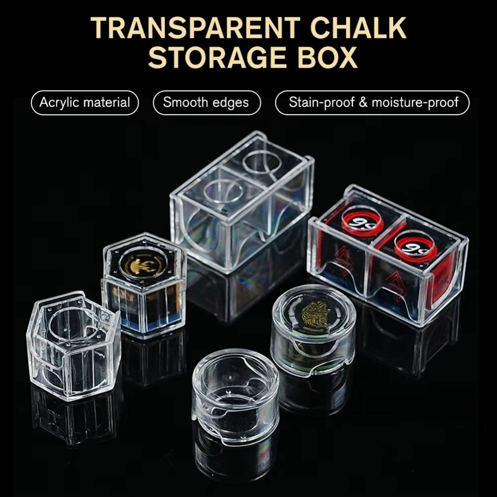 Moisture-proof Grids Acrylic Box Snooker Pool Chalk Holder, Protective Storage Box