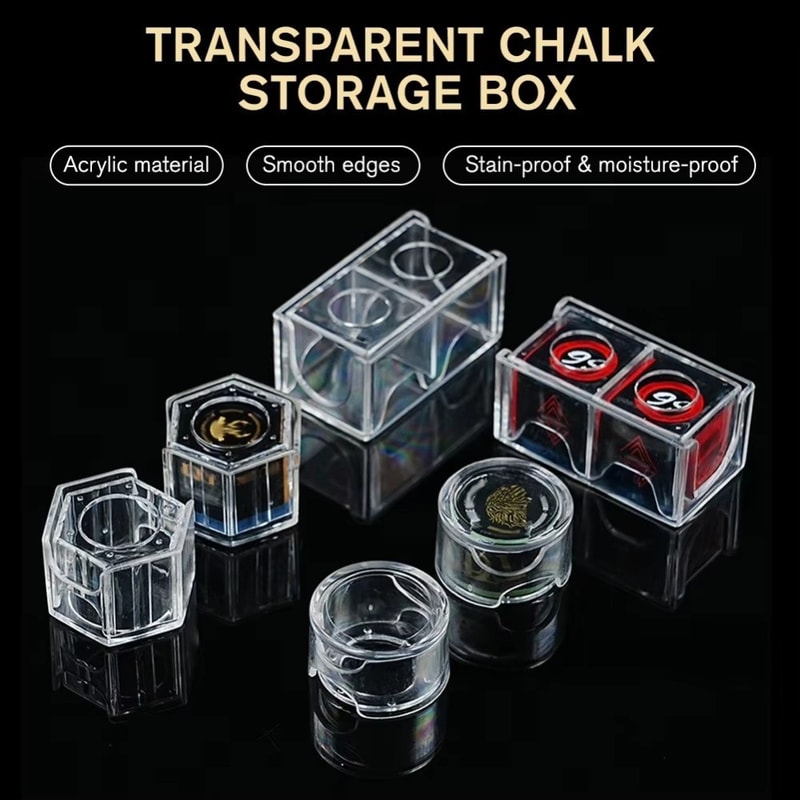 Moisture-proof Grids Acrylic Box Snooker Pool Chalk Holder, Protective Storage Box