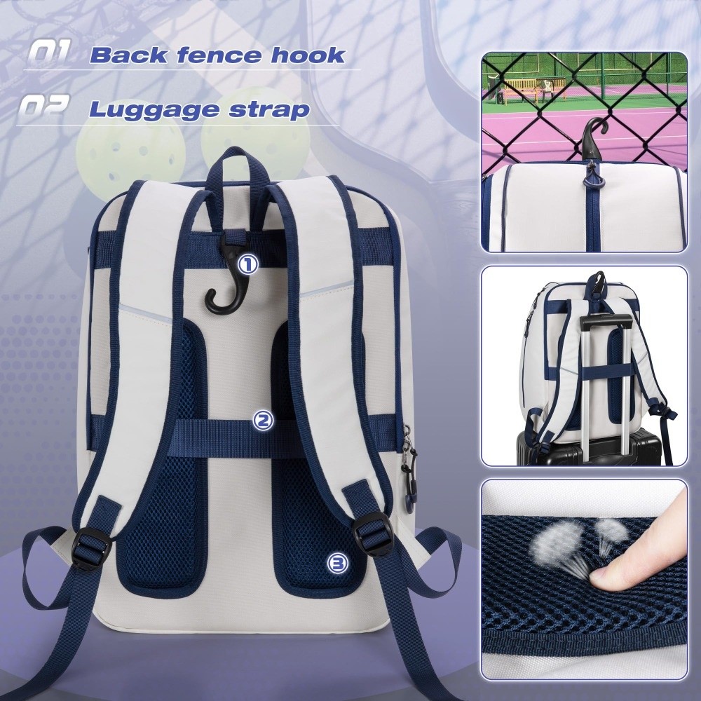 Waterproof Pickleball Backpack, Large Capacity Tennis Backpack with Shoe Compartment, Portable and Multi-functional