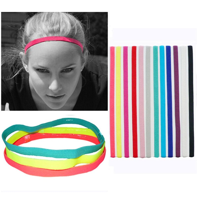 Elastic Headband for Sport, Anti-slip Hair Accessories, Rubber Sweatband Candy Color Yoga Head Bands, Head Wrap