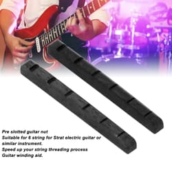 pre-slotted bone electric guitar nut, black/white, slotted guitar nut, flat bottom, guitar repair tool