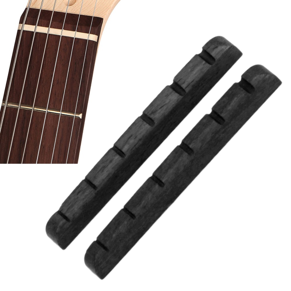 Pre-Slotted Bone Electric Guitar Nut, Black/White, Slotted Guitar Nut, Flat Bottom, Guitar Repair Tool