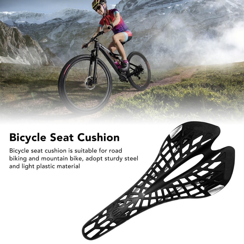 Ultralight Ergonomic Bike Saddle, Shock Absorption Cushion, Hollow Out Design, Steel and Plastic Construction