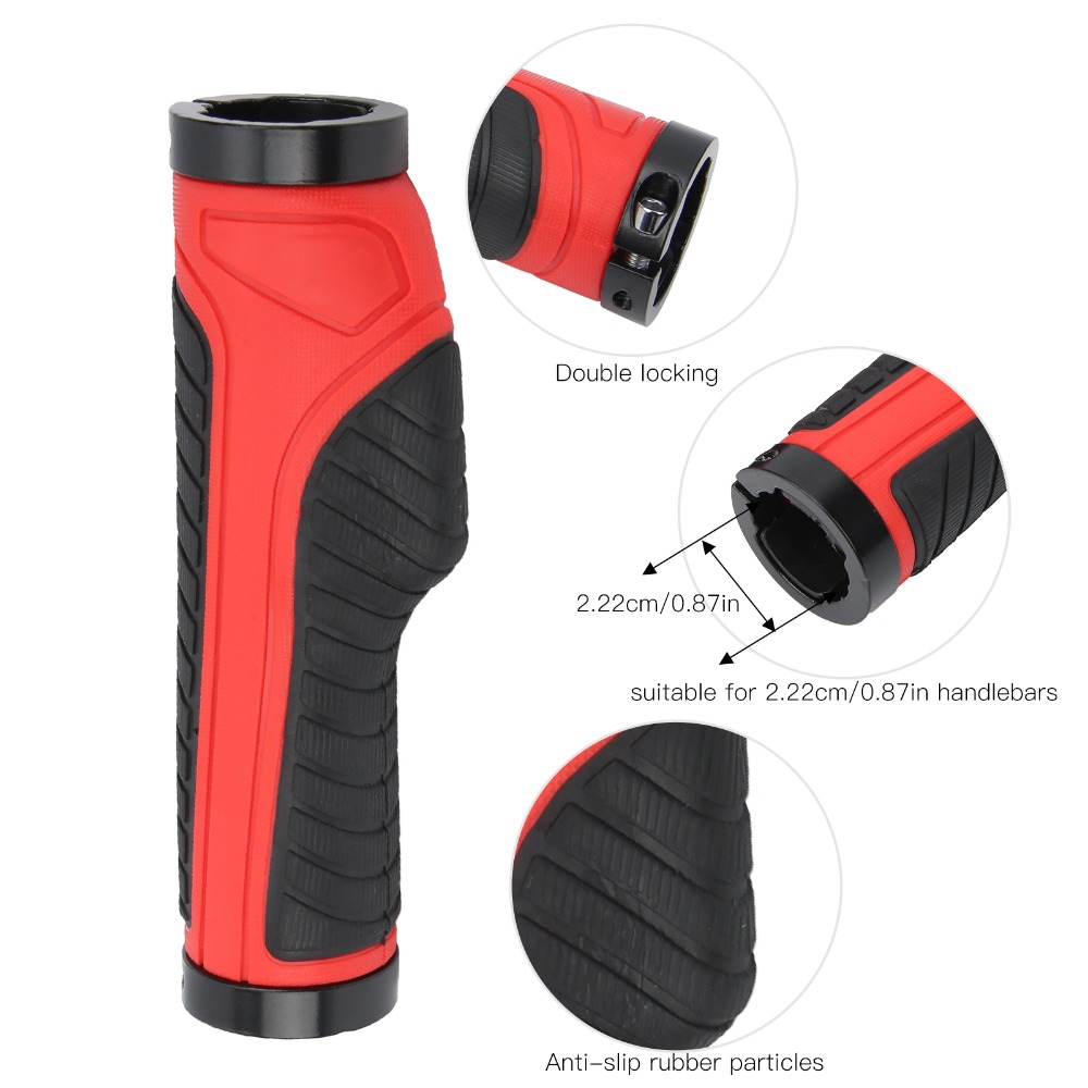 Alloy Double Lock Bicycle Grips, Ergonomic Handlebar Grips Rubber Plastic, Multi Color, Widen Holding