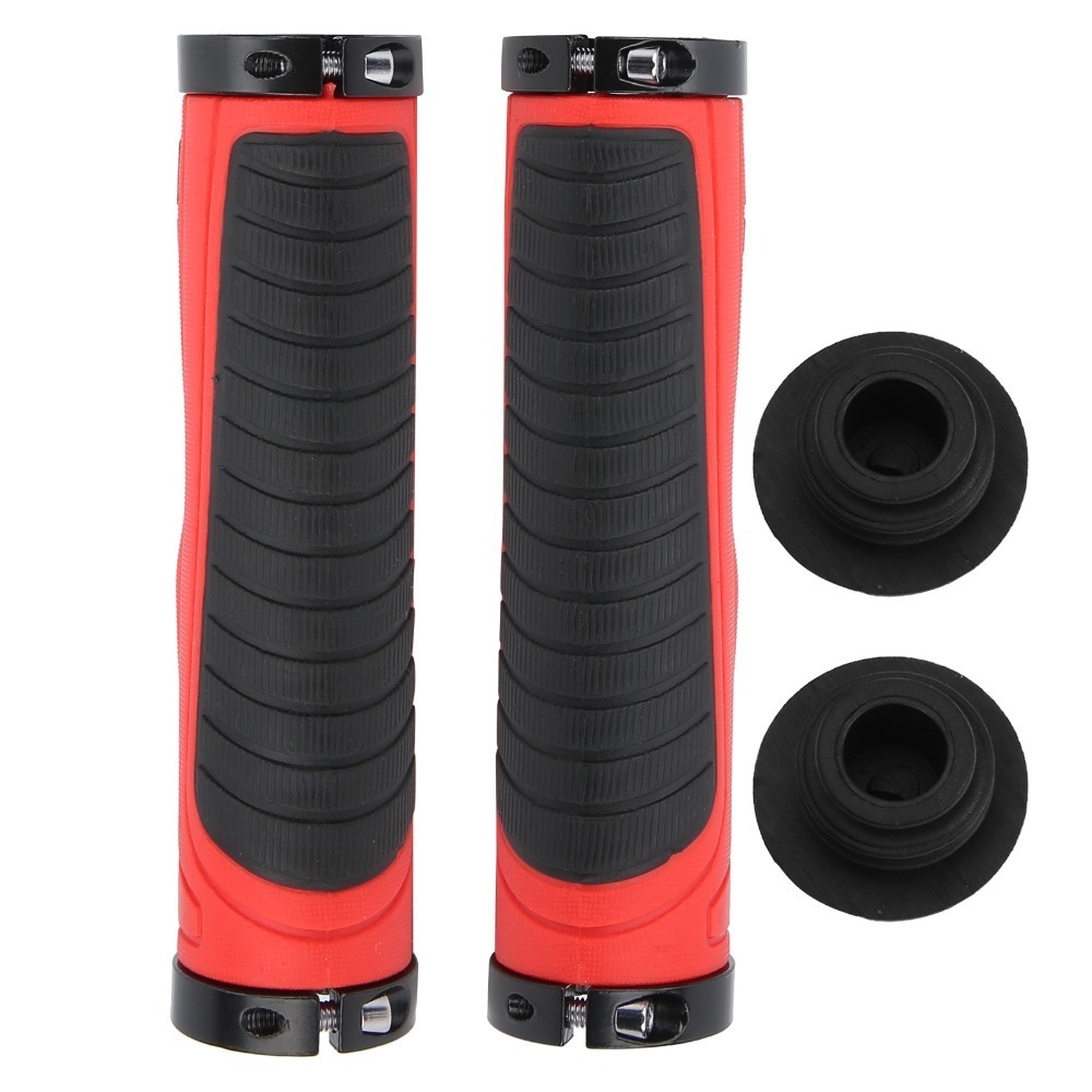 Alloy Double Lock Bicycle Grips, Ergonomic Handlebar Grips Rubber Plastic, Multi Color, Widen Holding