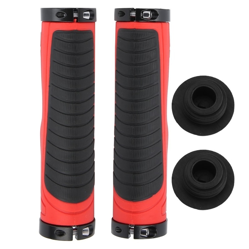 Alloy Double Lock Bicycle Grips, Ergonomic Handlebar Grips Rubber Plastic, Multi Color, Widen Holding