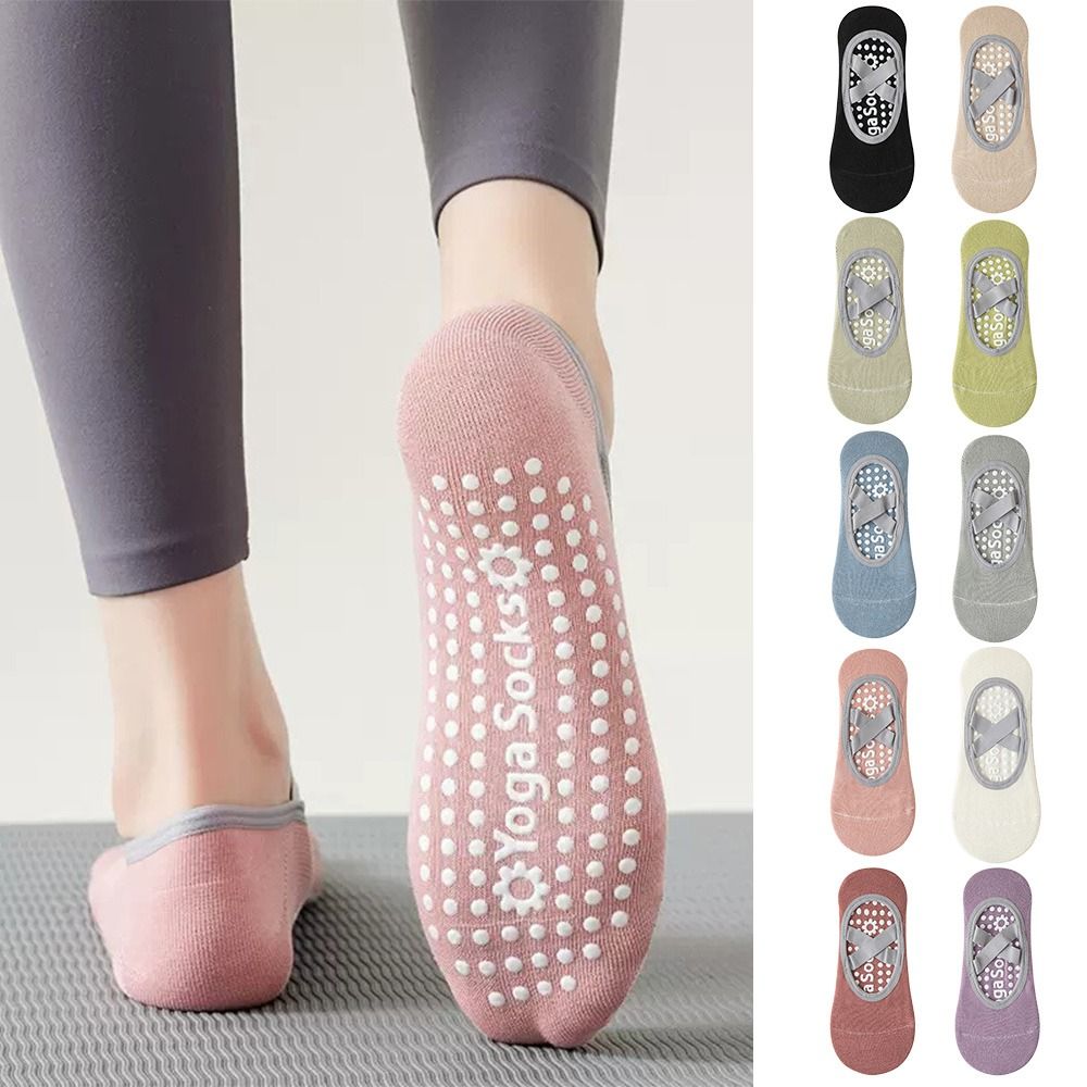 Cotton Solid Color Sports Socks, Professional Anti-Slip Pilates Socks, Breathable Backless Bandage Yoga Dance