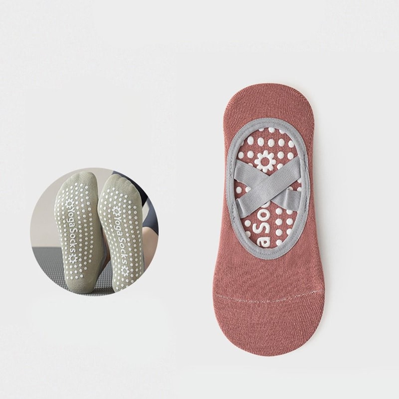 Cotton Solid Color Sports Socks, Professional Anti-Slip Pilates Socks, Breathable Backless Bandage Yoga Dance