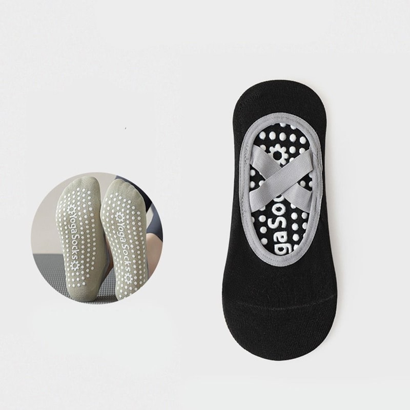 Cotton Solid Color Sports Socks, Professional Anti-Slip Pilates Socks, Breathable Backless Bandage Yoga Dance