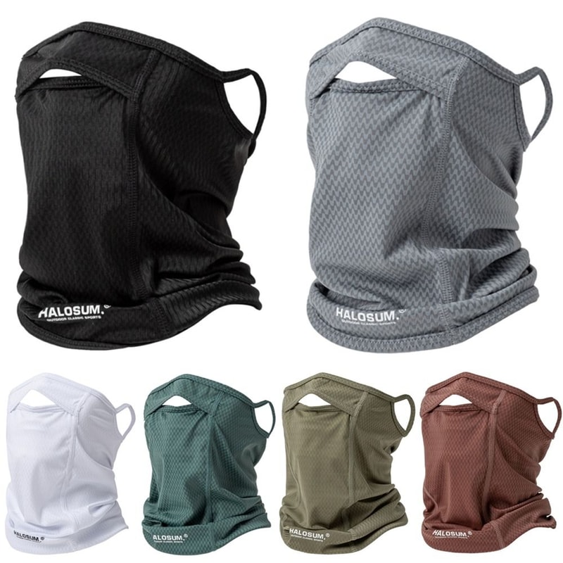 Ice Silk Breathable Full Face Mask, Fashion Windproof Dustproof Bike Mask, Solid Color UV Protection