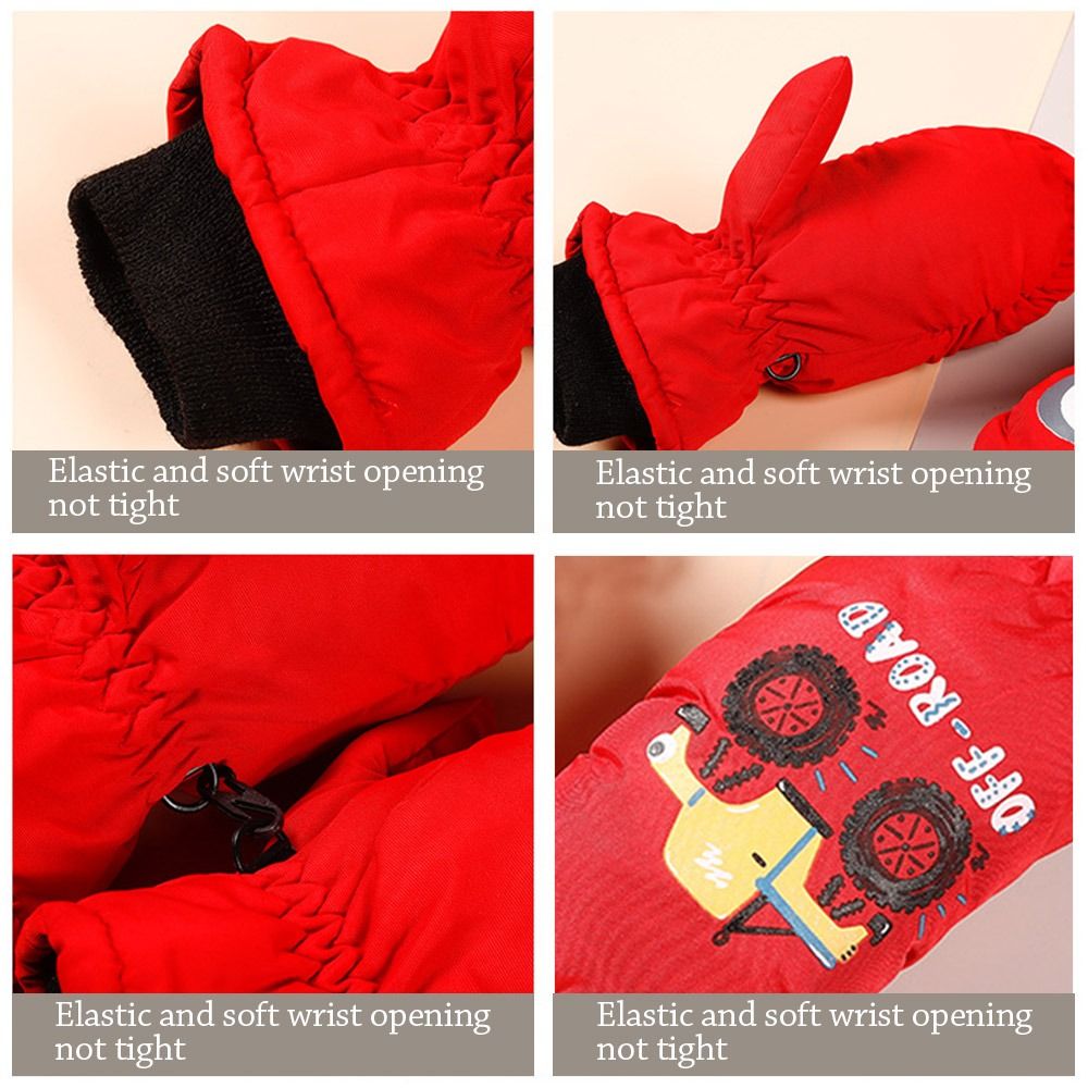 Non-slip Waterproof Ski Gloves, Thick Warm Winter Mittens for Children, Cartoon Sports Gloves for Boys and Girls