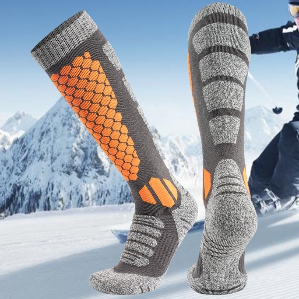 Warm Non-slip Long Tube Socks, Fashion Thickened Outdoor Sports Socks for Ski, Hiking, and Mountaineering