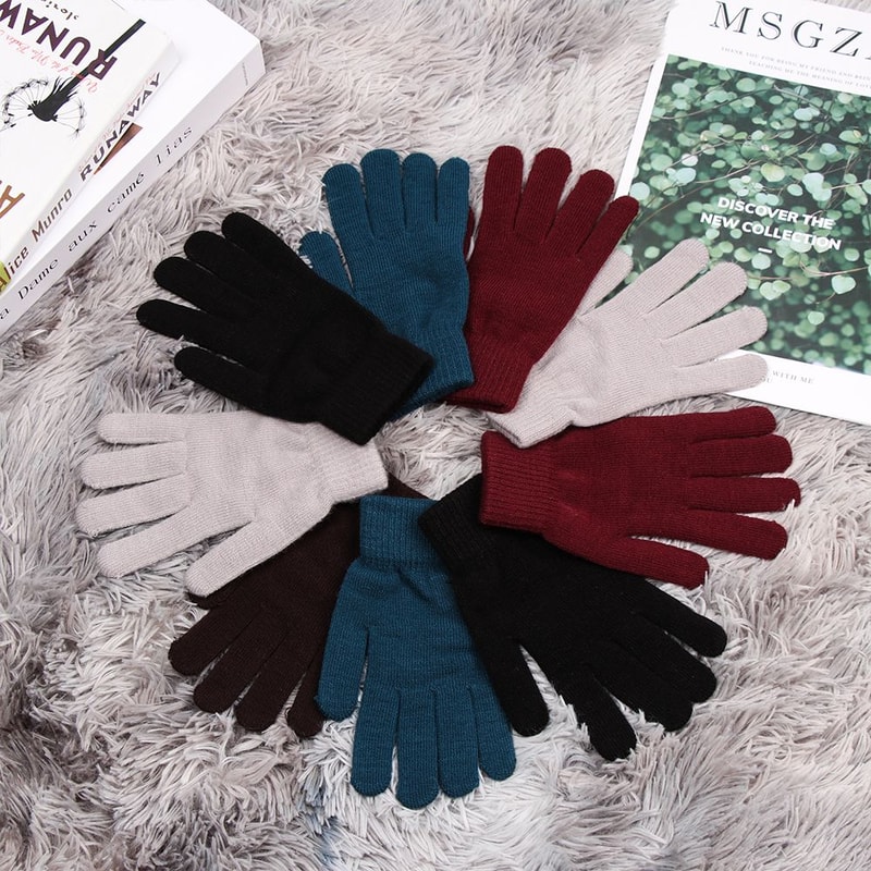 Gifts Winter Warm Thermal Wrist Warmer Wool Knitted Full Fingered Gloves Lining Mittens