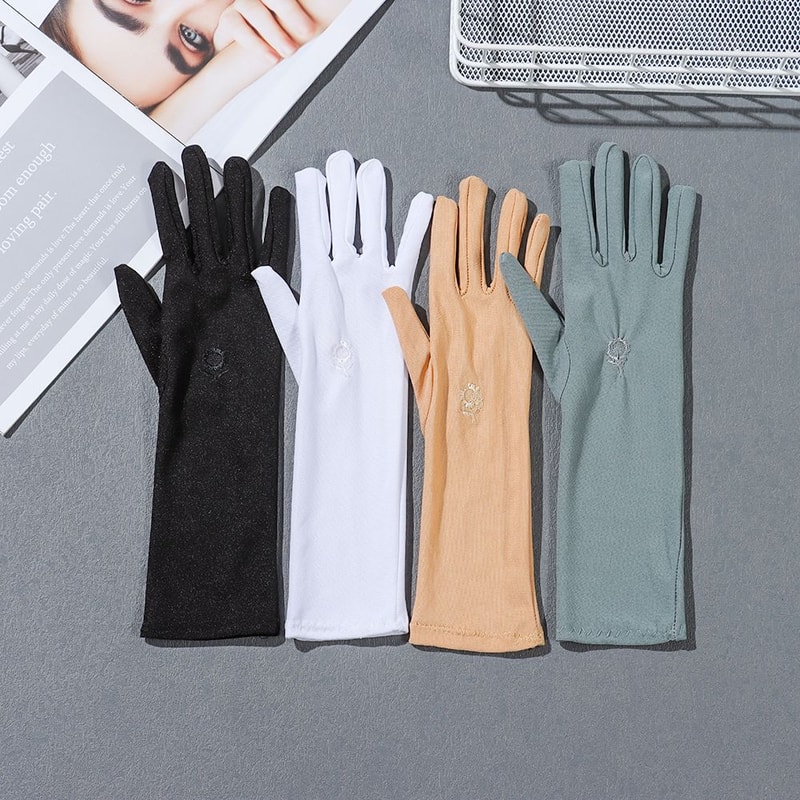 Sunscreen Gloves, Elastic Mid-long Slip Resistant Etiquette Gloves for Driving