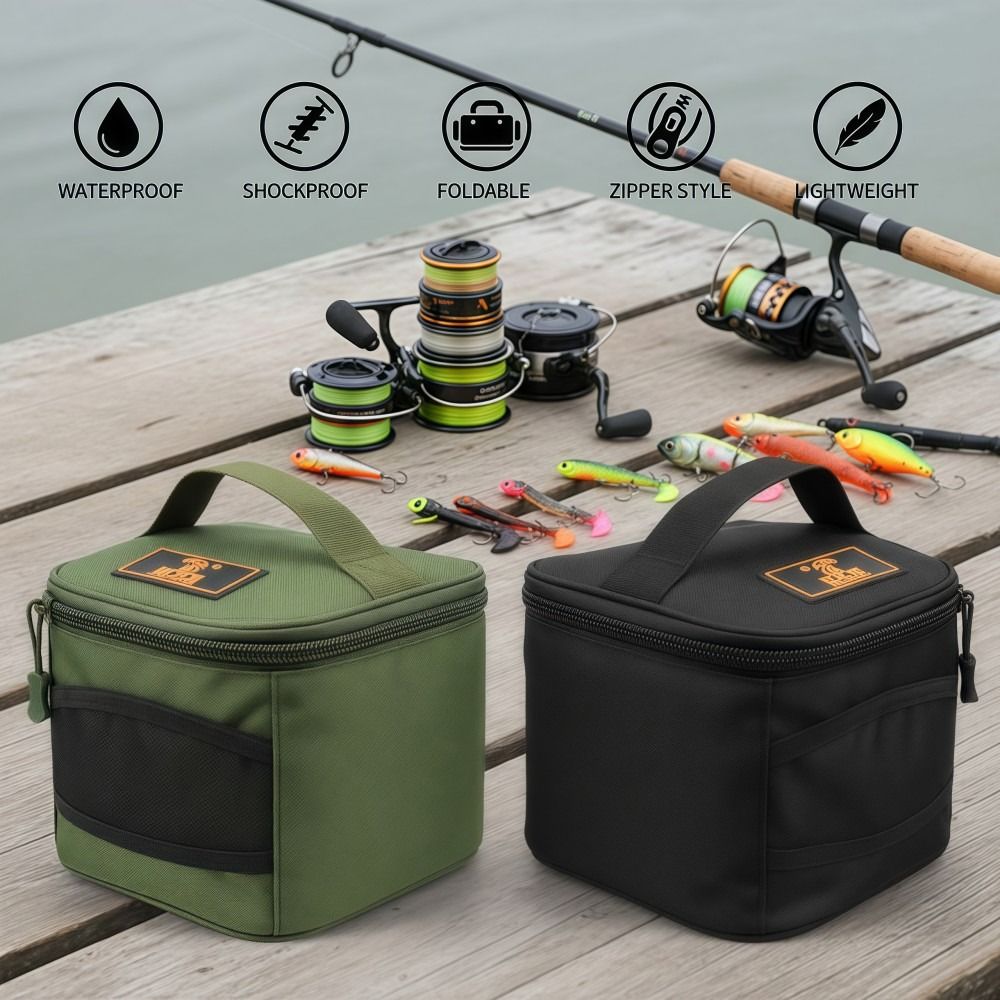 Lightweight Oxford Cloth Fishing Reel Bag, Waterproof Organizer, Shockproof Tackle Storage Case