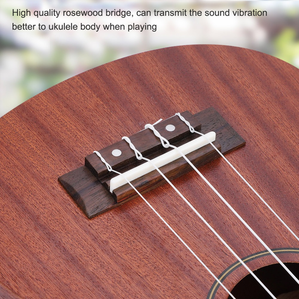 Easy to Install Rosewood Ukulele Bridge Set, Plastic Nut, Adjustable Saddle