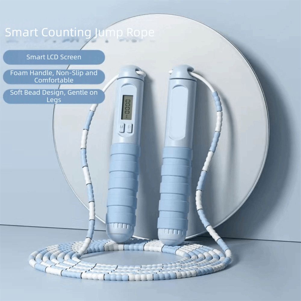 Adjustable Length Soft Beaded Jump Rope No Tangle Bamboo Stem Training Rope 1