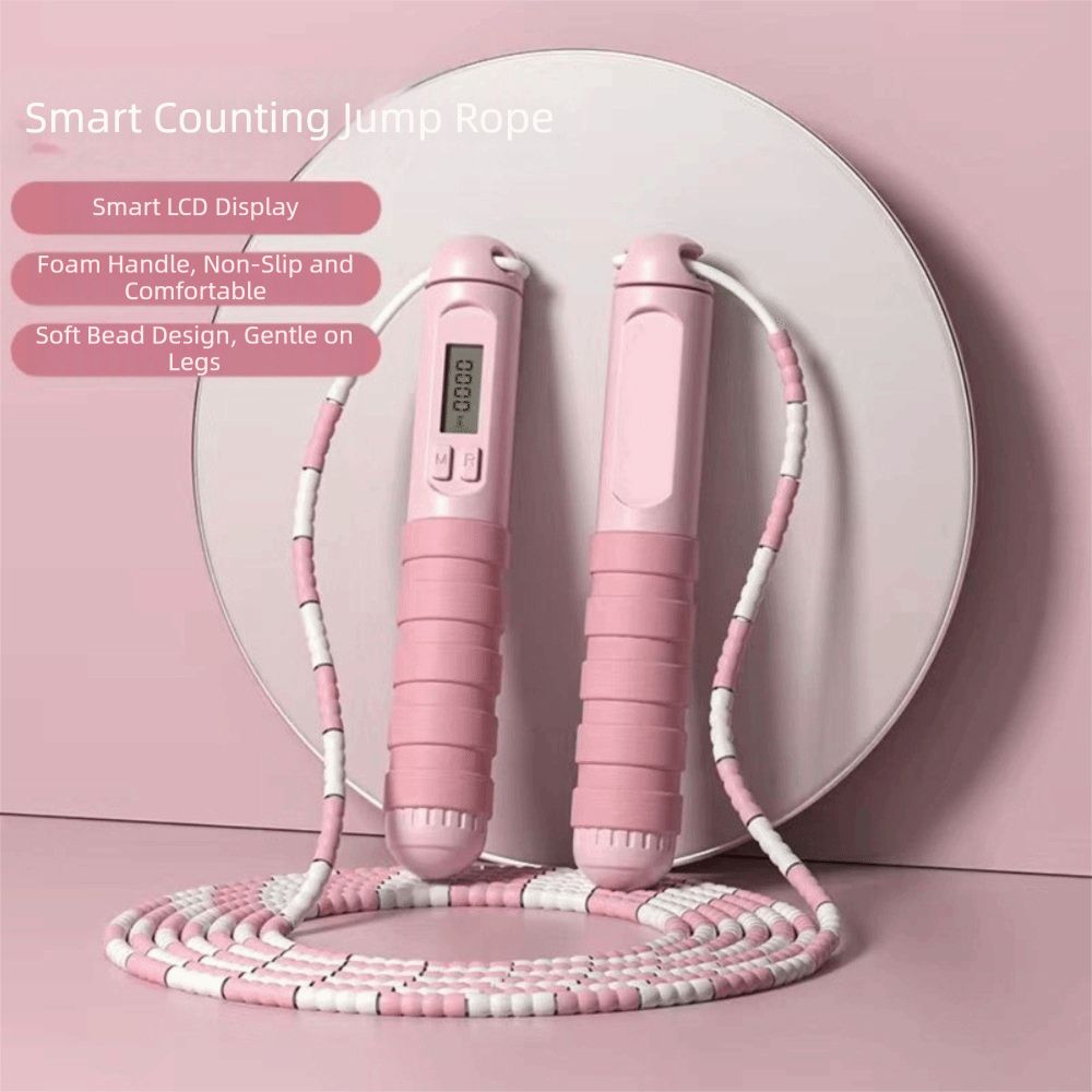 Adjustable Length Soft Beaded Jump Rope No Tangle Bamboo Stem Training Rope 2