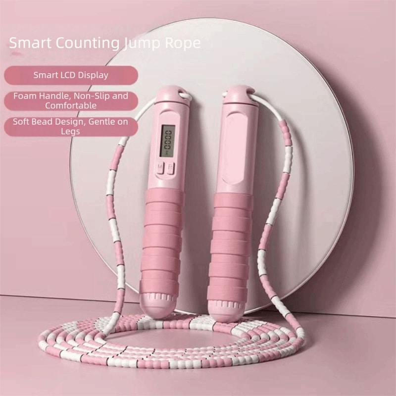 Adjustable Length Soft Beaded Jump Rope No Tangle Bamboo Stem Training Rope 2