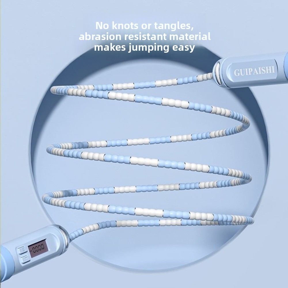 Adjustable Length Soft Beaded Jump Rope No Tangle Bamboo Stem Training Rope 4